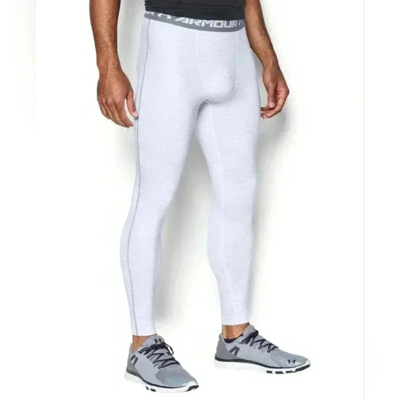 Under Armour Men's HeatGear Printed Leggings white/steel #1258897 NWT XXL - Picture 8 of 9
